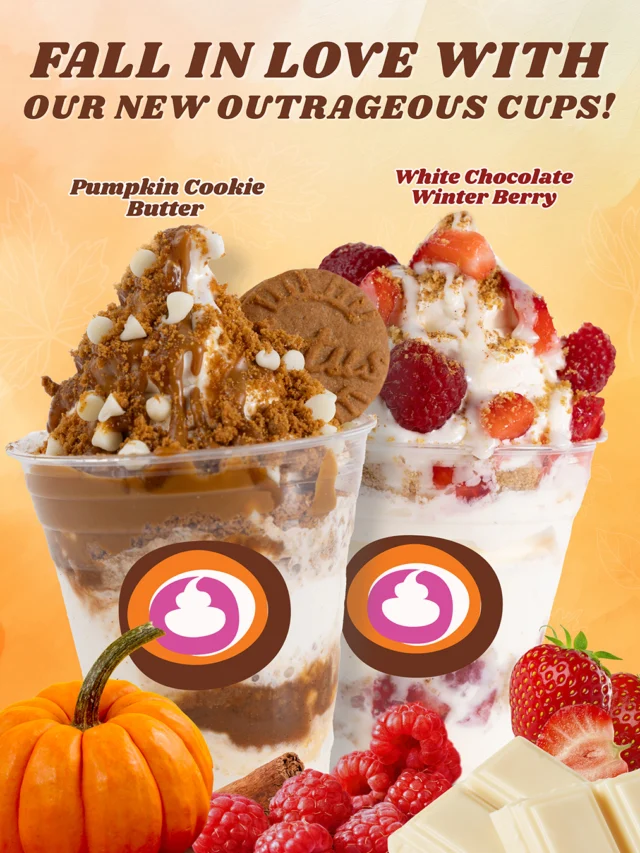 Our Outrageous Cups just leveled up 😍✨ Fall in love with Pumpkin Cookie Butter 🎃 or chill with White Chocolate Winter Berry ❄️… the season’s sweetest duo is here!