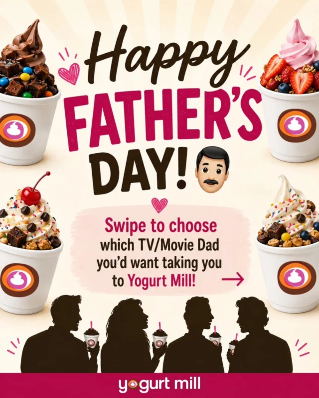Happy Father’s Day to all the iconic dads out there 🍦💙
Treat Dad to his favorite swirl or a Yogurt Mill gift card 🎁✨