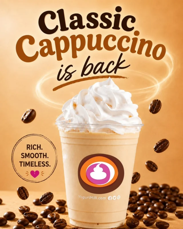 ☕✨ BACK. BOLD. BETTER.

The fan-favorite Classic Cappuccino Cold Brew Shake is officially BACK! 🤎

Smooth. Bold. Creamy. The perfect pick-me-up when you're craving coffee and frozen yogurt in one sip.

If you know... you know. 😏